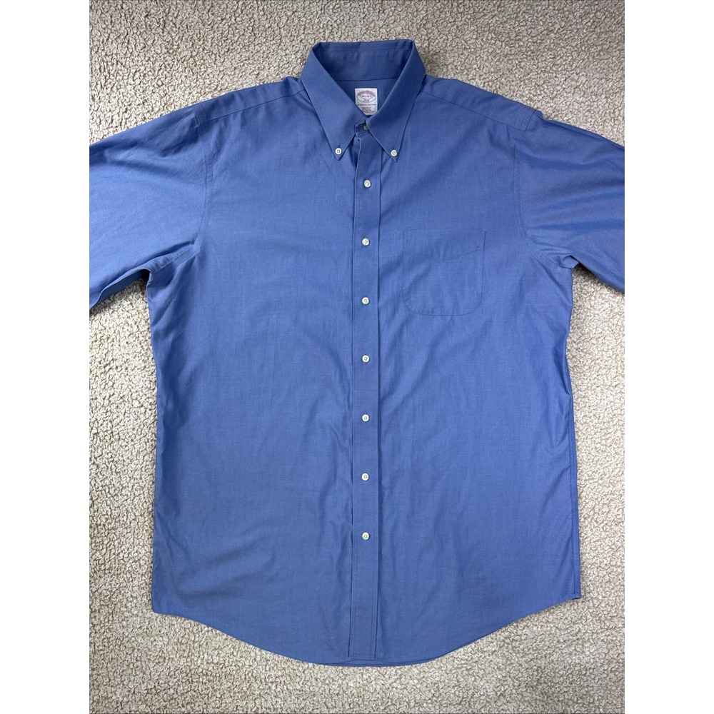 Brooks Brothers 346 Button Down Shirt Men's 16.5 34/35 Non-Iron Light Blue